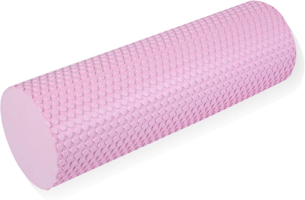 18 Inch Foam Roller for Physical Therapy  Exercise for Stretching, Myofascial Release, Yoga, Pilates, Back Pain, Legs - Trigger Point Deep Tissue Pain Relief  Recovery (Pink)
